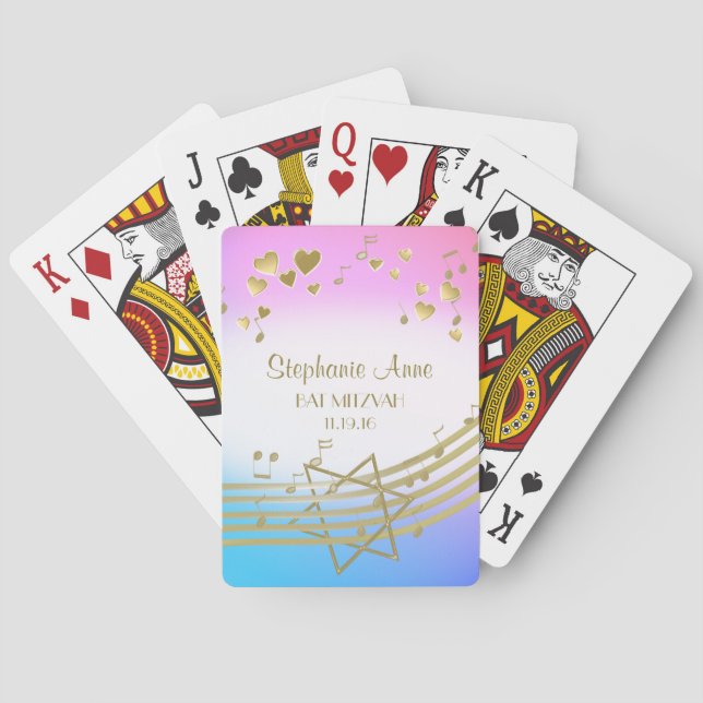 Music Love Song Bat Mitzvah Playing Cards (Back)