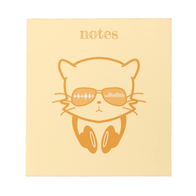 Music Lover Cat Notepad (Front)