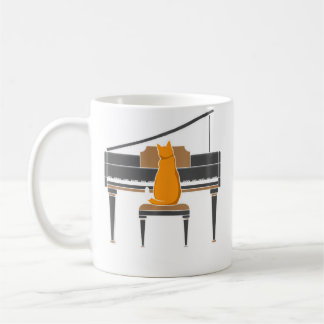 Music Lover Cat Playing Piano Coffee Mug