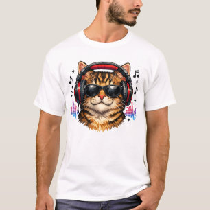 Music Lover Cat With Headphone T-Shirt