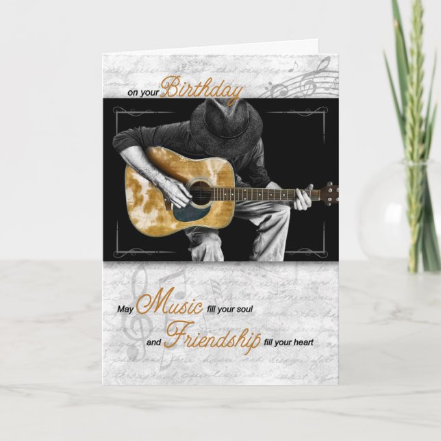 Music Lover Classic Guitarist Birthday Card (Front)