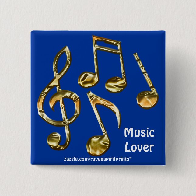 MUSIC LOVER Collection 2 Inch Square Button (Front)