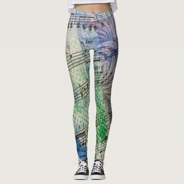 Music-Lover Colourful Abstract Artsy Style Leggings (Front)