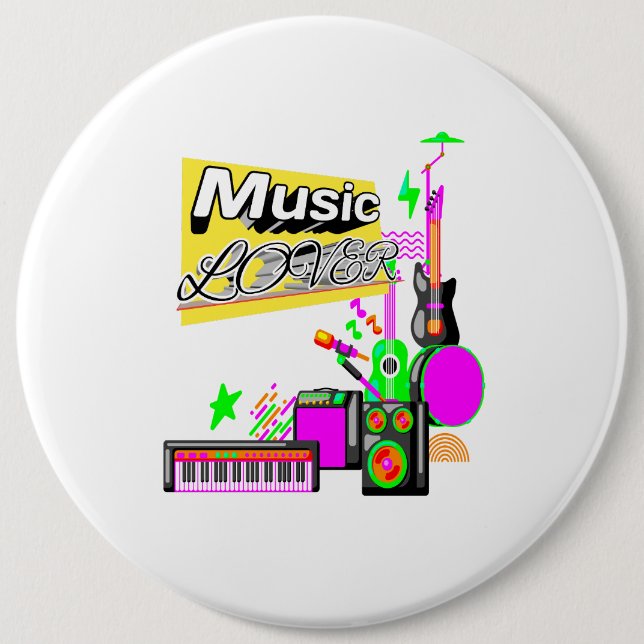 Music Lover Express Your Passion for Melodies 6 Inch Round Button (Front)