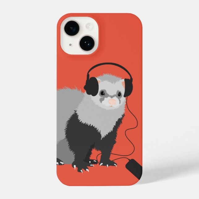 Music Lover Ferret Cute Pet Animal iPhone Case (Back)