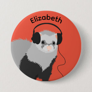 Music Lover Ferret Name 3 Inch Round Button
