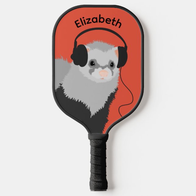 Music Lover Ferret Name Pickleball Paddle (Front)