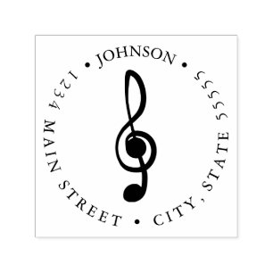 Music Lover   Musical Notes Return Label Self-inking Stamp