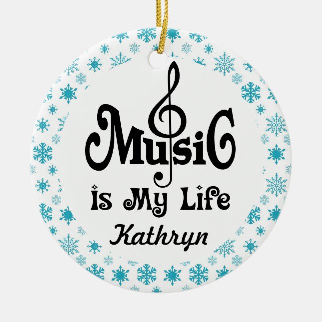 Music Lover Personalized Christmas Gift Ceramic Ornament (Front)