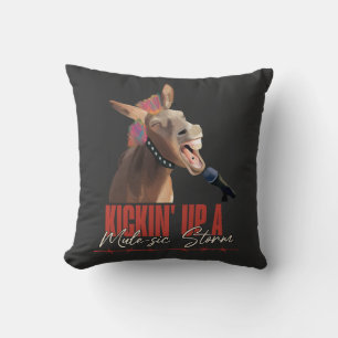 Music Lover Punny Rockstar Donkey Throw Pillow
