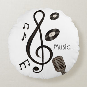 Music Lover Round Pillow