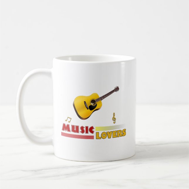 Music Lovers Acoustic Guitar Word Art Coffee Mug (Left)