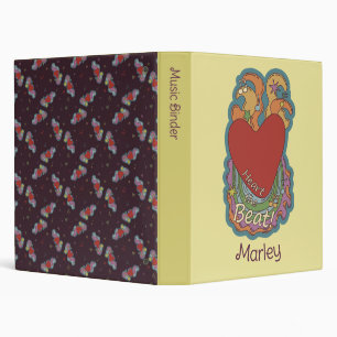 Music Lovers Heart Doodles Personalized Yellow Binder