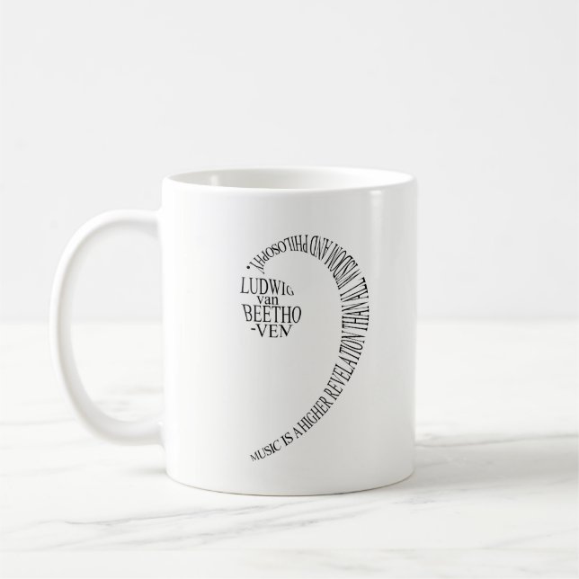 Music Lovers Mug - Treble & Bass Clef Word Art (Left)