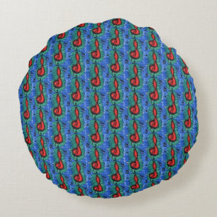 Music lovers musical notation band, choir round pillow