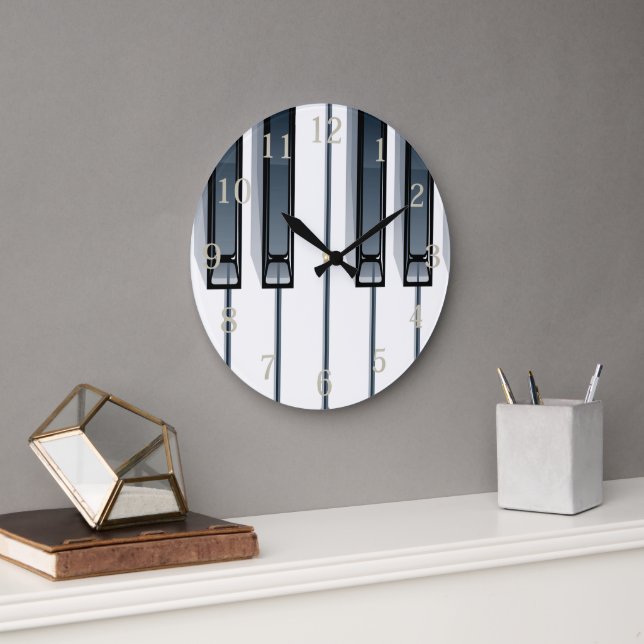 Music Lovers Piano Keys Round Wall Clock (Office)