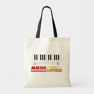 Music Lovers Piano Word Art Colourful Tote Bag