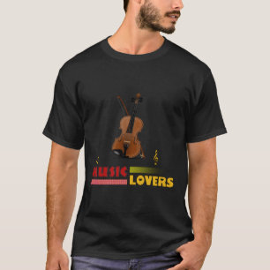 Music Lovers Violin Word Art Design T-Shirt