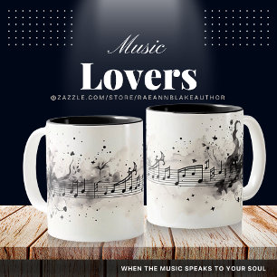 Music Lovers Watercolor Ink Ceramic Mug
