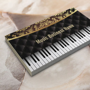 Music Luxury Diamond Pattern Piano Lessons Business Card