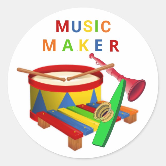 Music Maker Classic Round Sticker (Front)