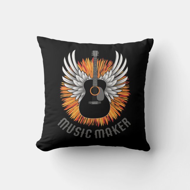 Music Maker (guitar player) Throw Pillow (Front)