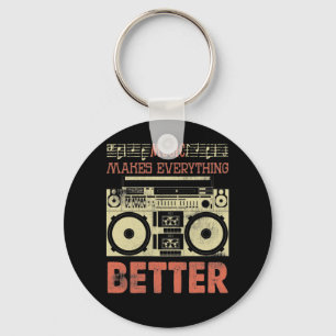 Music Makes Everything Better Old School Boom Box Keychain