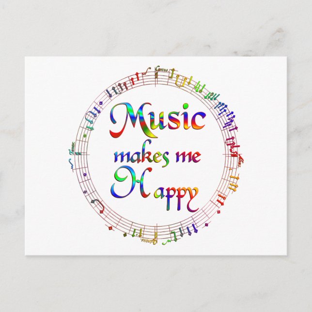 Music Makes Me Happy Postcard (Front)