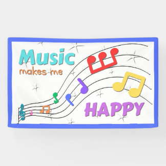 Music Makes Me Happy Rainbow Notes Banner