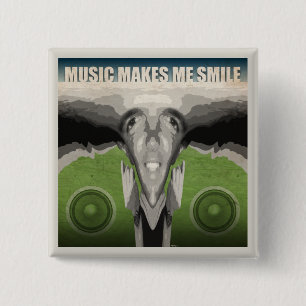 Music Makes Me Smile 2 Inch Square Button