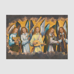 Music-Making Angels, Left Panel by Hans Memling Tissue Paper