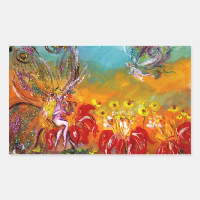 MUSIC MAKING FLOWER FAIRY Floral Fantasy Sticker (Front)