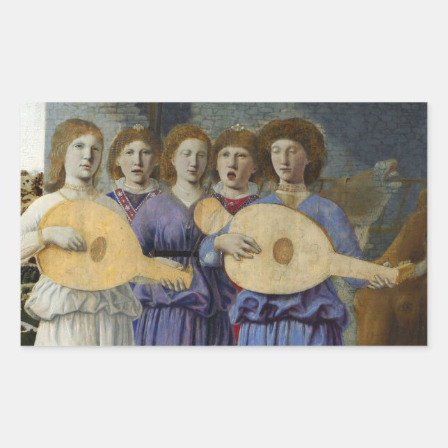 MUSIC MAKING XMAS ANGELS by PIERO DELLA FRANCESCA Sticker (Front)