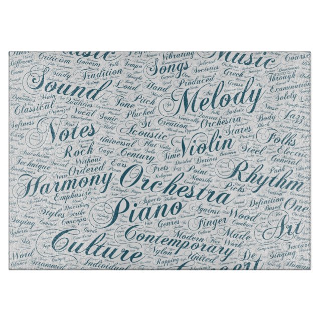 Music Melody Orchestre Silhouette Form Text Cutting Board (Front)