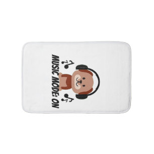 Music Mode ON � Chill Dog Cartoon Vibes Bath Mat
