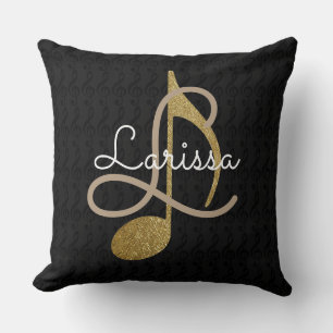 music monogram black throw pillow