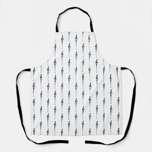 Music Motif Melting Treble Clef Black and White Apron