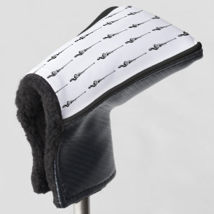 Music Motif Melting Treble Clef Black and White Golf Head Cover