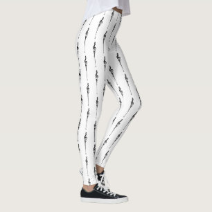 Music Motif Melting Treble Clef Black and White Leggings