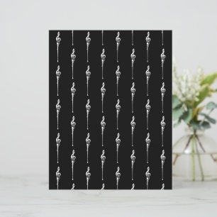 Music Motif Melting Treble Clef White and Black