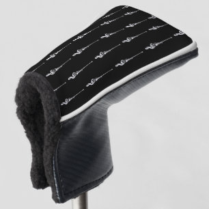Music Motif Melting Treble Clef White and Black Golf Head Cover
