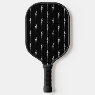 Music Motif Melting Treble Clef White and Black Pickleball Paddle