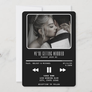 Music MP3 Player Wedding Black Invitation
