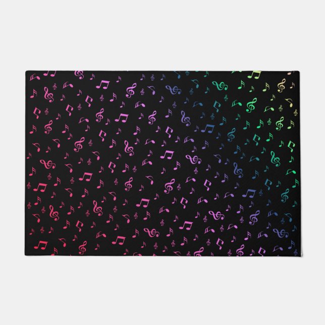 music, musical, note, melody, black, sound, clef, doormat (Front)