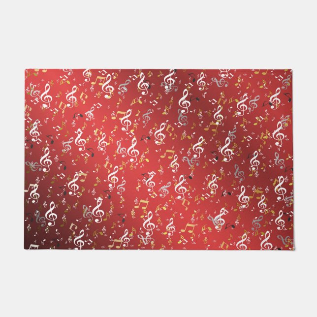 music, musical, note, white, melody, clef, sound, doormat (Front)