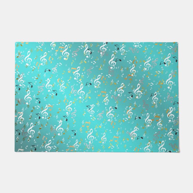 music, musical, note, white, melody, clef, sound, doormat (Front)