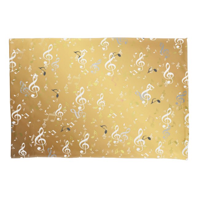 music, musical, note, white, melody, clef, sound, pillowcase (Front)