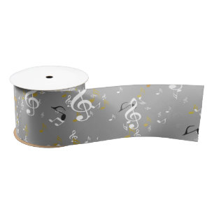 music, musical, note, white, melody, clef, sound, satin ribbon
