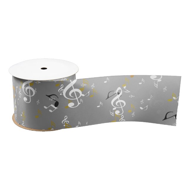 music, musical, note, white, melody, clef, sound, satin ribbon (Spool)