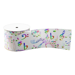 Music, Musical Notes, Colourful Grosgrain Ribbon